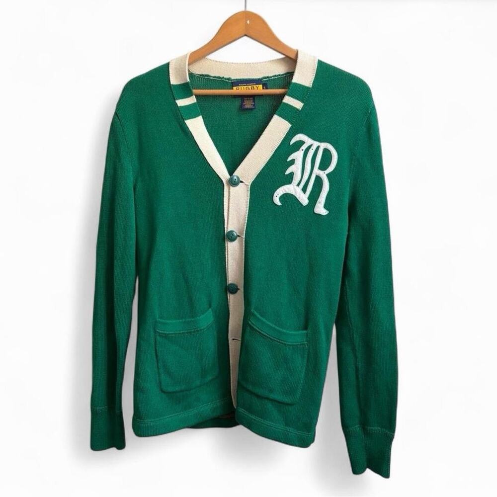 Vintage Ralph Lauren Rugby Preppy Varsity Letter Men’s S Indie Cardigan Sweater